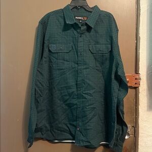 HAWX MEN'S FR SOLID LONG SLEEVE BUTTON-DOWN WOVEN WORK SHIRT Size XL